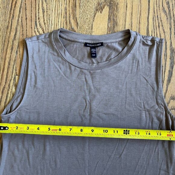 EILEEN FISHER Beige Sleeveless Stretch Midi Tank Jersey Dress   Women's Size P - Picture 7 of 7